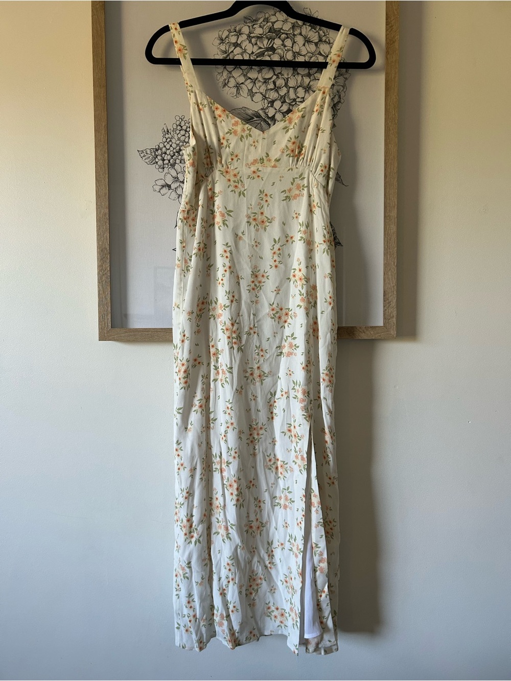 Gentle Fawn Cream Maxi Dress with Peach Floral Print